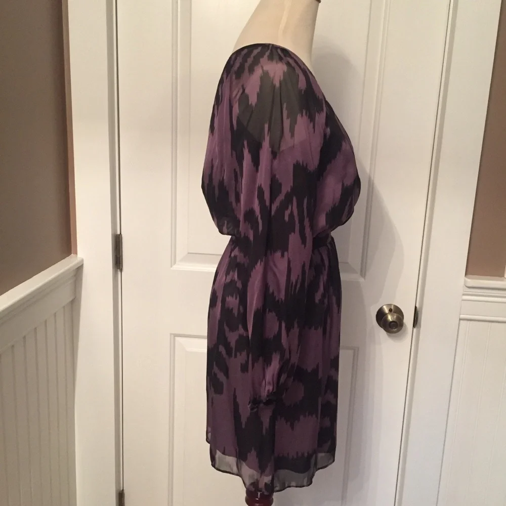SHOSHANNA DRESS BLOUSON MINI PURPLE BLACK SILK  Size 2